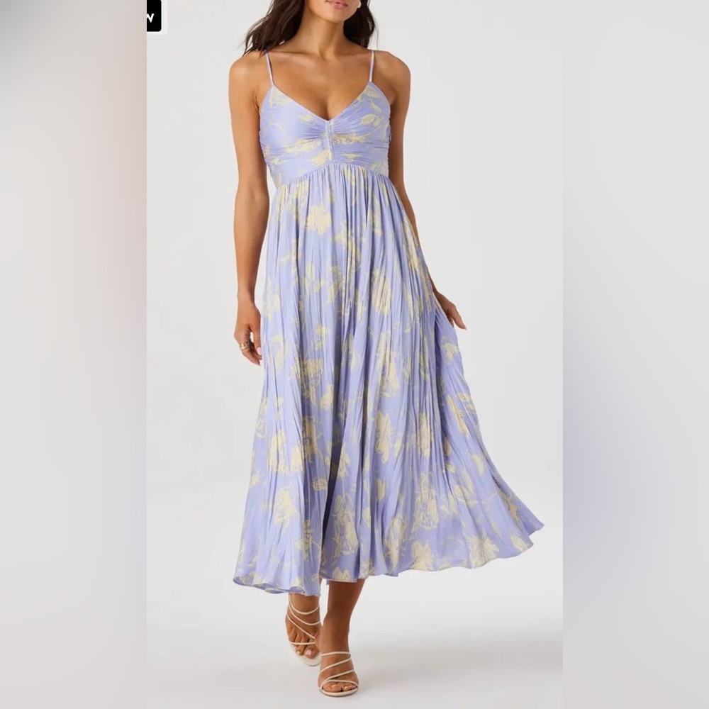 Astr Lavender and Pale Yellow Floral Maxi Dress